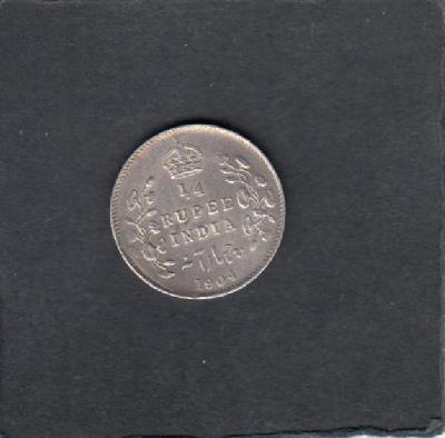 Beschrijving: 1/4 Rupee EDWARD VII